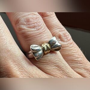Tiffany & Co Silver & Gold Bow Ring! Vintage! Size 5
